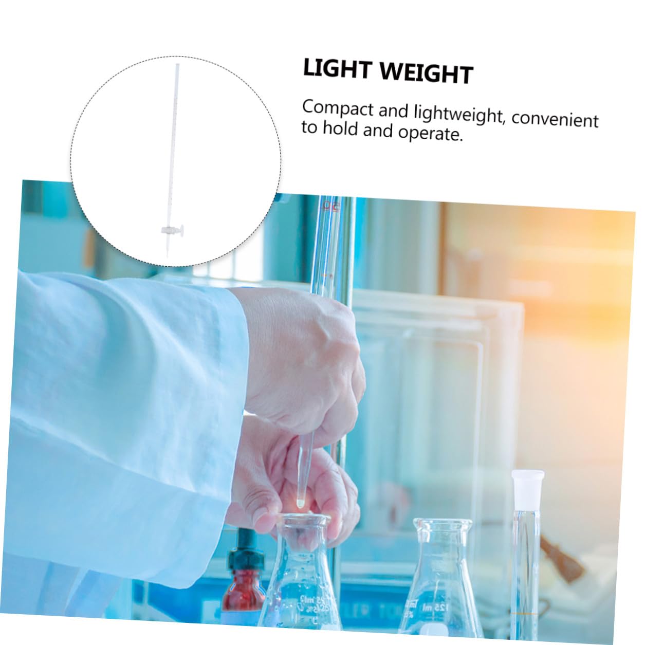 Homoyoyo Pipette Graduée en Verre Compacte et Légère pour Laboratoire, Burette Chimie Graduée pour Expérience de Laboratoire et Utilisation par Étudiants