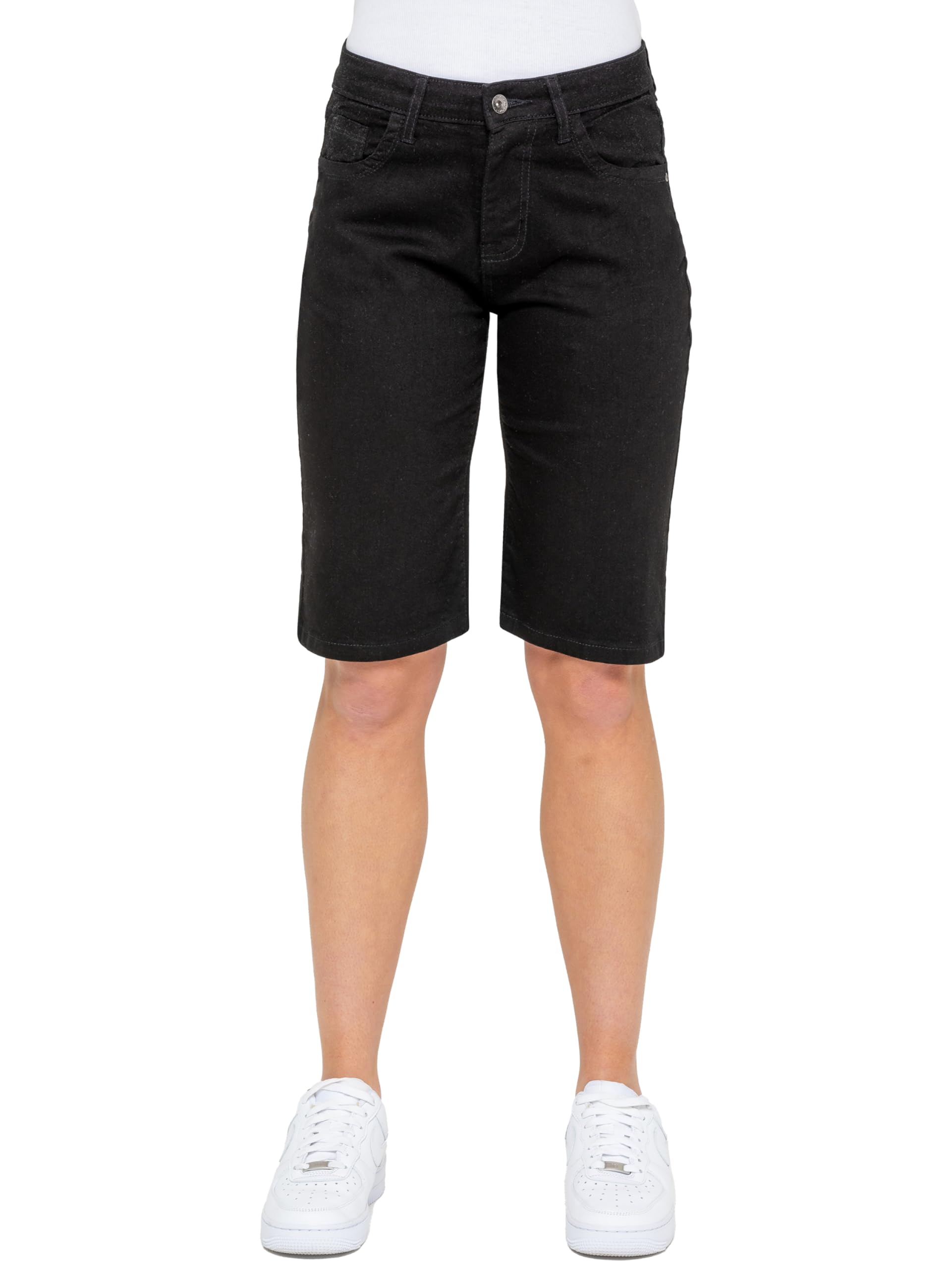 989Zé ENZO Ladies Knee Length Womens Denim Shorts Summer Casual Cotton Regular Fit Stretch Cropped Jean Short Half Pants EZLS659 Shorts Black 16