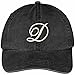 Trendy Apparel Shop Letter D Script Monogram Font Embroidered Washed Cotton Cap - Black