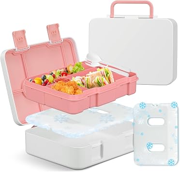 JOOPETALK Chill Bento yemek kutusu, çocuklar için yetişkin buz paketi ile yiyecekleri soğuk taze tutun 5 bölmeli yeniden kullanılabilir sızdırmaz öğle yemeği kabı, kız erkek okul bulaşık makinesi ve