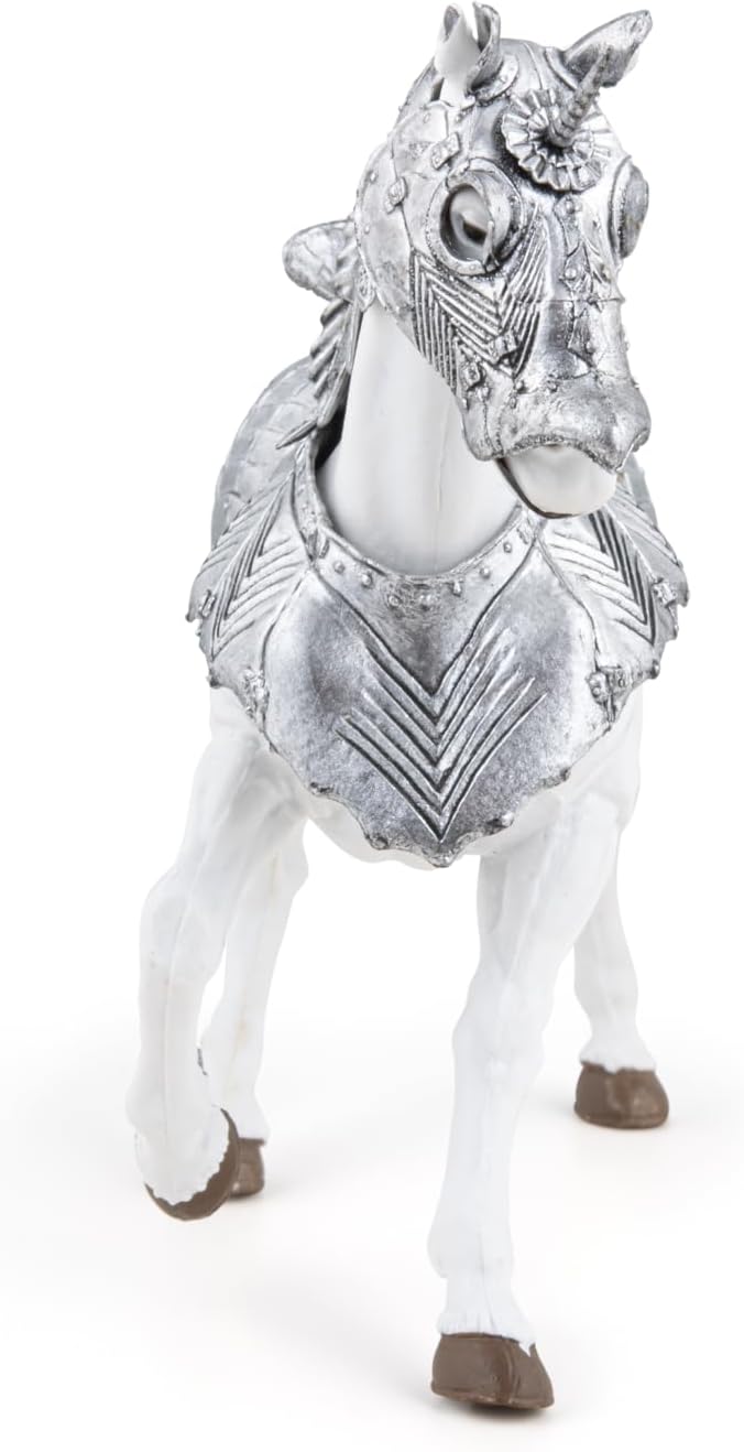 Papo - Realistic Armored Horse Figure - Ages 3+ - Fantasy & Medieval Collection - Creative Play Knights - Gift Idea Toy for Girls and Boys