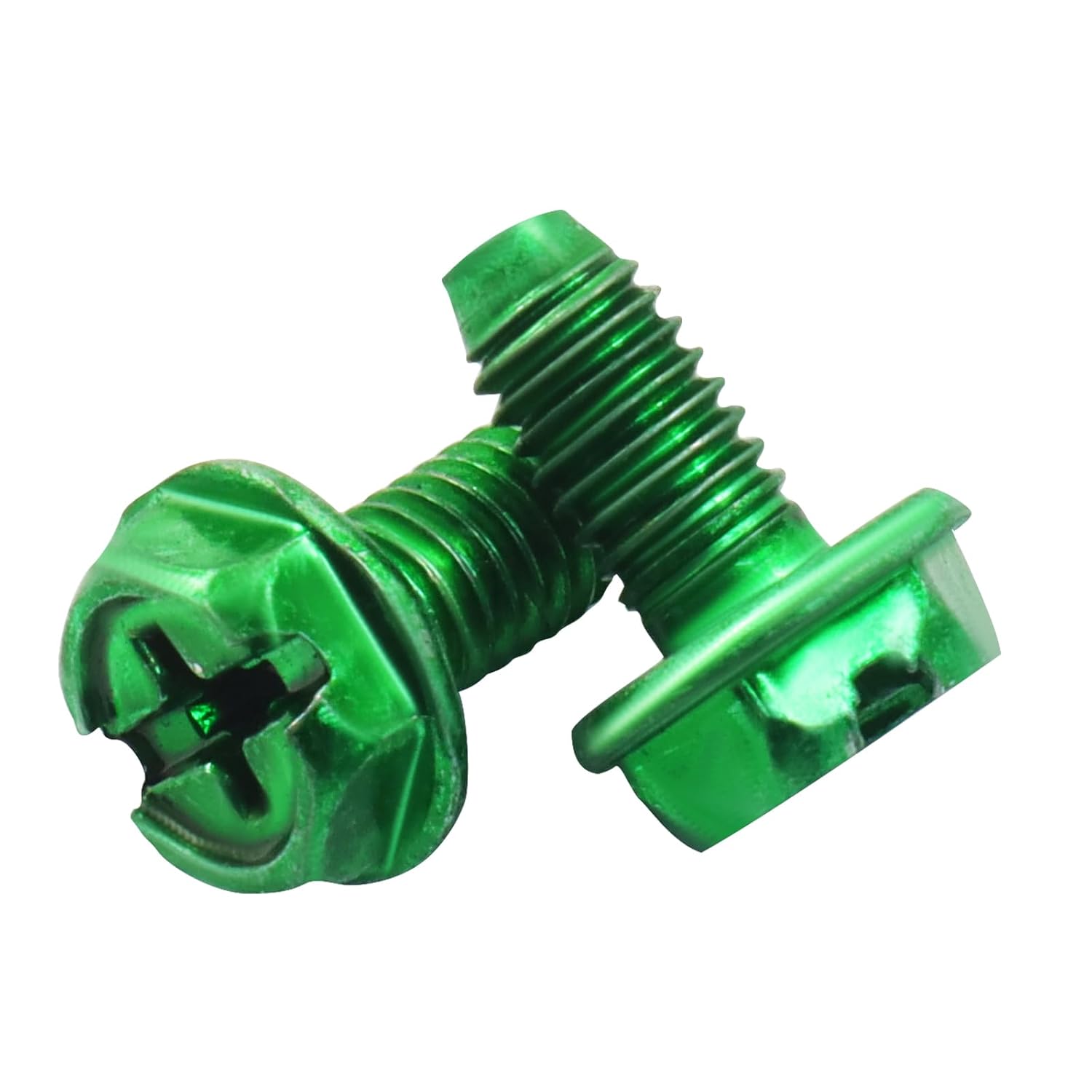 100 Pcs Green Grounding Screws, 10#-32 x 3/8 Inch Combo Electrical Screws Slotted Hex Washer Head, for Electrical Junction Box, Metal Outlet, Switch Boxes