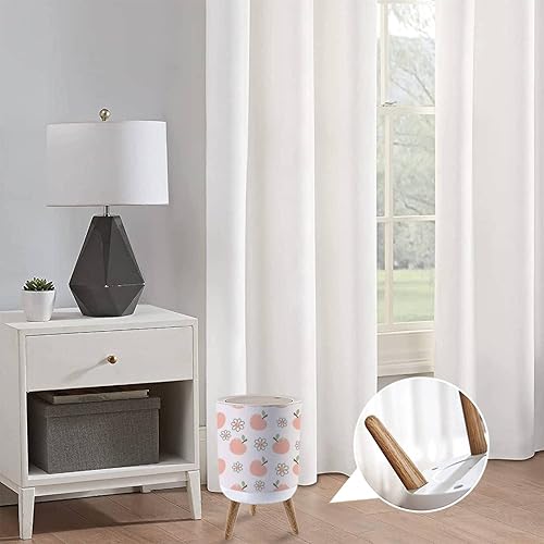 Miniatura 4 de Cubo de basura pequeño con tapa para baño, cocina, oficina, pañal sin costuras, melocotón, fruta, feliz flor, caricaturas, rosa, para dormitorio,