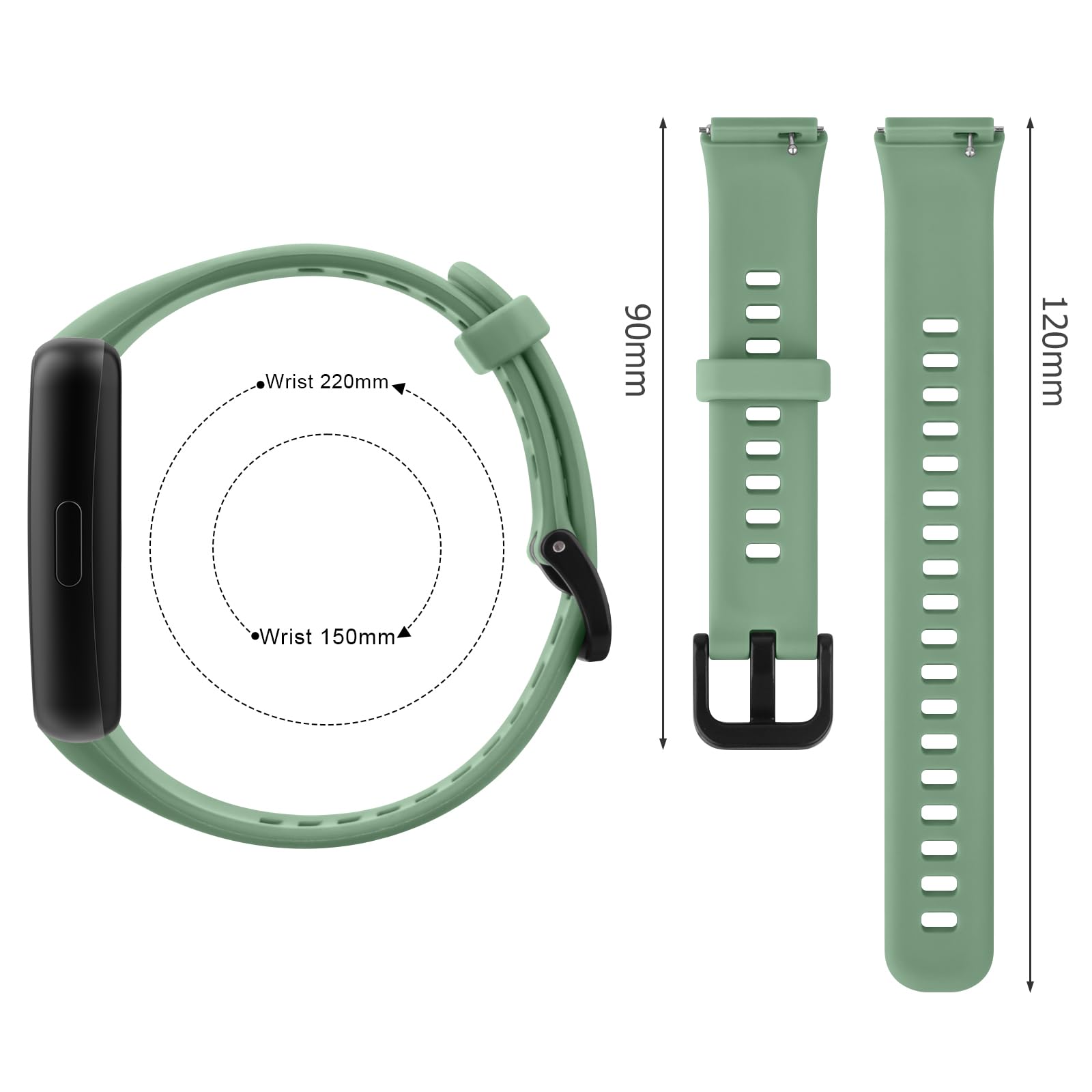 Huawei Band 7 Replacement Straps - Waterproof Silicone Sports Straps (Light Green) - Image 4