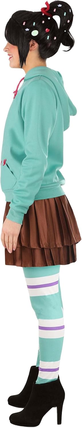 Disney Wreck-It Ralph Vanellope Costume for Women - Adult Vanellope von Schweetz Outfit Hoodie, Skirt & Leggings