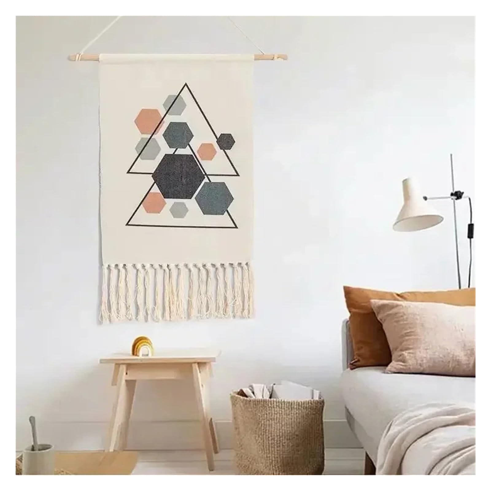 BDFJEDS Tapestry Wall Hanging 50x90cm Macrame Wall Hanging Tapestry Tassel Woven Geometric Canvas Home Decor(Color-09)