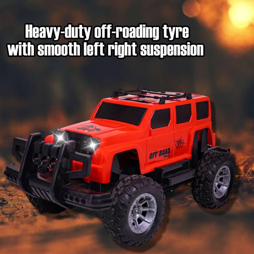 Image of Magicwand 1:18 Scale R /C Rechargeable Open Off-Road Jeeep with Gun Pistol Remote Lights & Music for Kids [Colors As per Stock]
