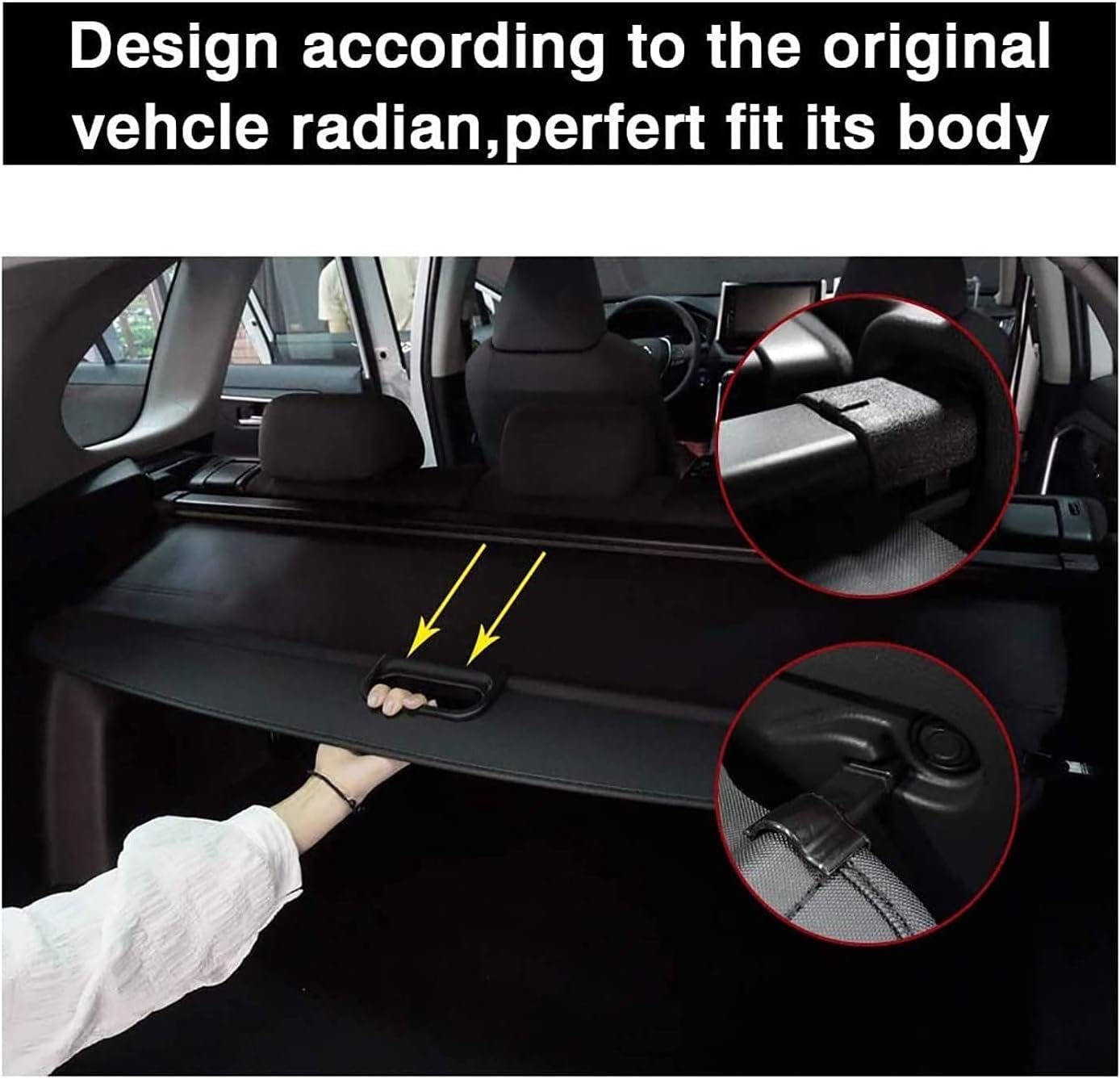 Coche Maletero Trasero Estante Cortina para FIT Jazz 2008-2013, Trasero Trunk Estante de Paquetes Privacidad Cargo Protectora Cubierta