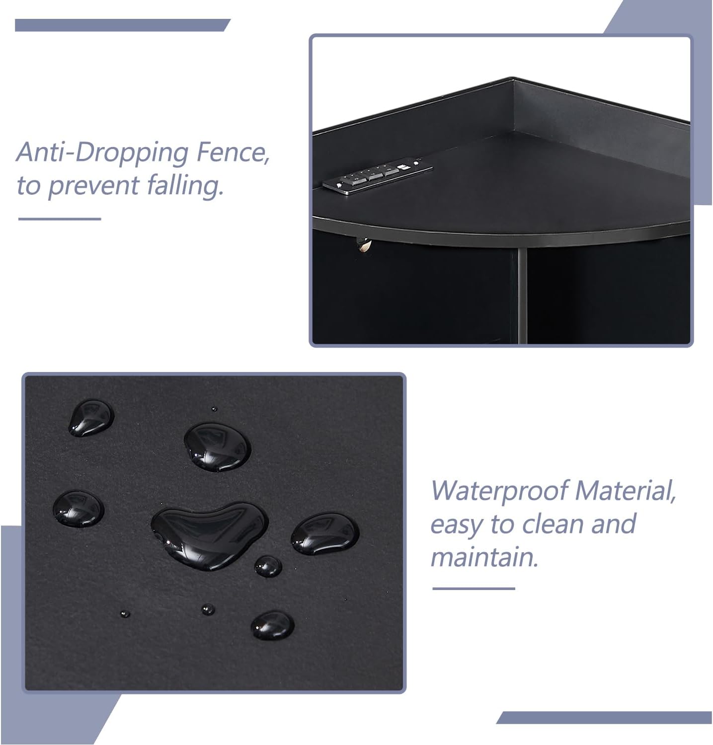 VECELO Corner Cube Shelf with USB Ports & Outlets, Modern Corner Toy Storage Rack with Adjustable Shlef, Wooden Display Bookshelf Bookcase for Living Room, Bedroom, Dining Room, Kitchen, Black