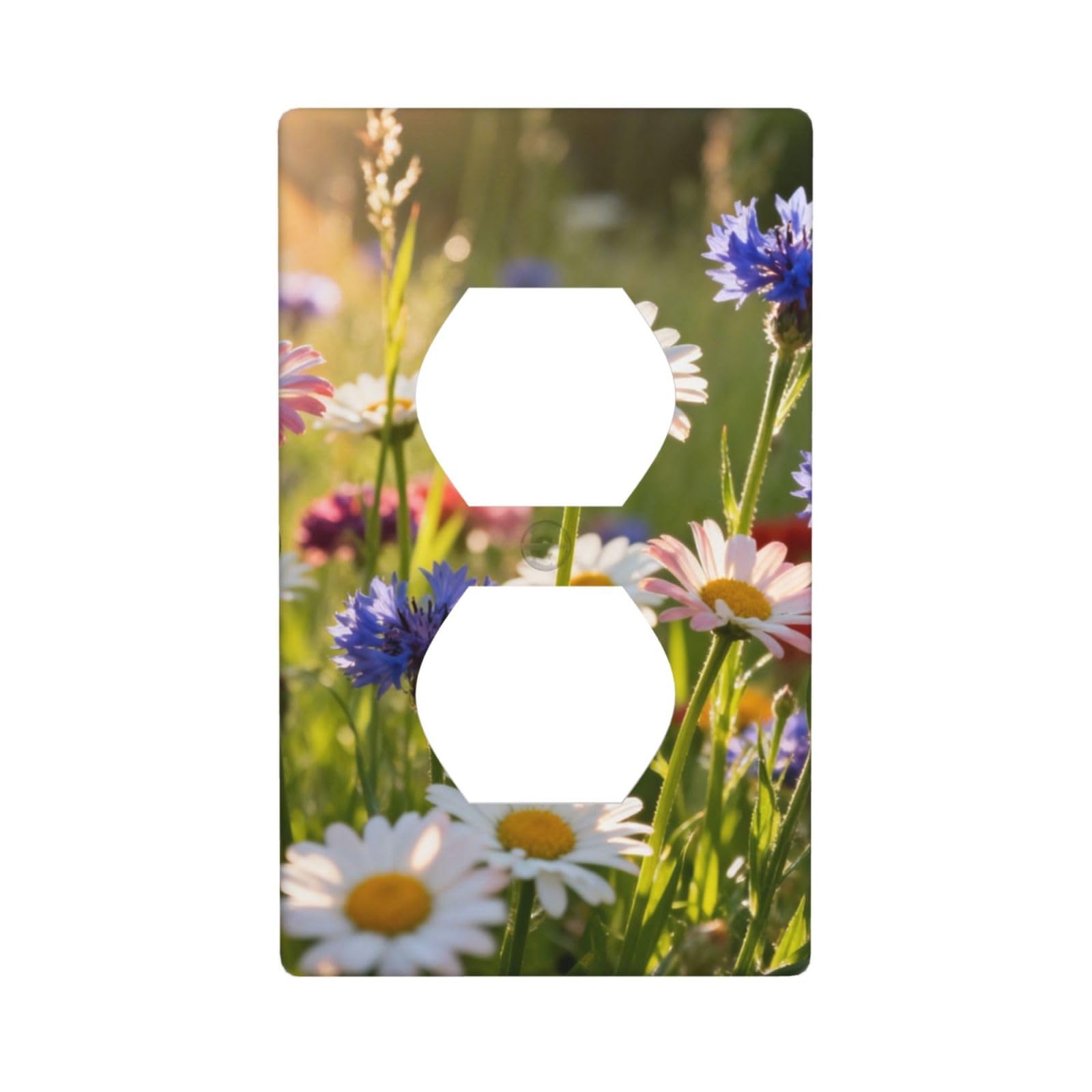 Wild Flower Meadow Decorative Switch Plate Cover-Unbreakable Polycarbonate Wall Plate for Home Office, 1 Gang with Screws
