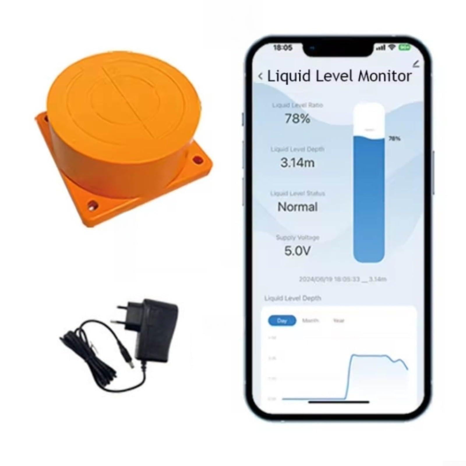 WiFi Wasserstandssensor 4M Füllstandsmesser IP65 Wasserdicht Smart Home Tankmonitor Fernüberwachung App Alarm (wifi)