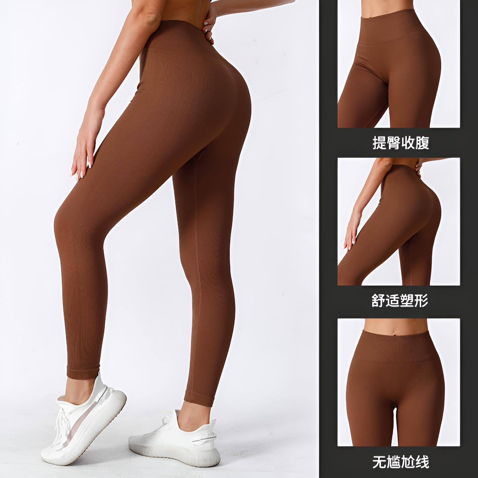 OIERD 4-teiliges Workout-Set für Damen, gerippte Leggings, Kleidung, Yoga-Sets, Activewear, passende Workout-Sets, Fitnessstudio, Pilates-Outfits