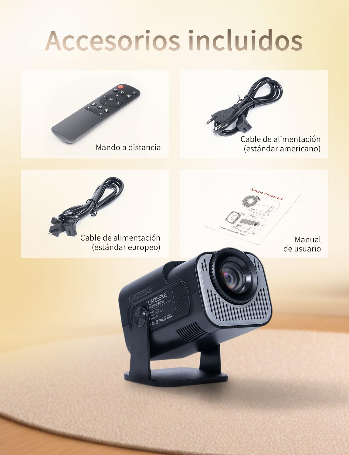 LAIZESKE HY520 Proyector de Arte para Calcar y Dibujar, 720P Portátil Inteligente para Artistas Adultos, Proyector de Imagen para Pintar sobre Lienzo, 200 Lúmenes ANSI con WiFi y Bluetooth