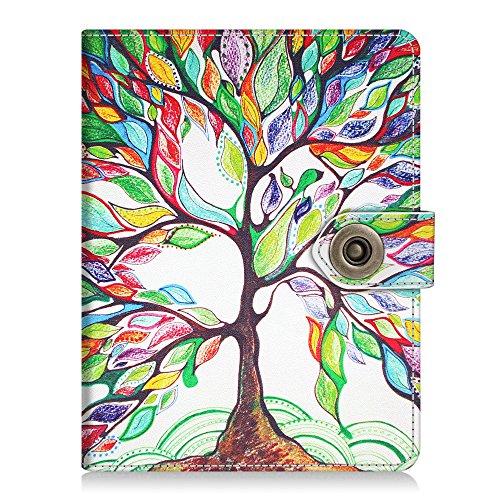 Fintie Passport Holder Cover Case, Premium Vegan Leather RFID Blocking Travel Wallet with Snap Closure, Love Tree