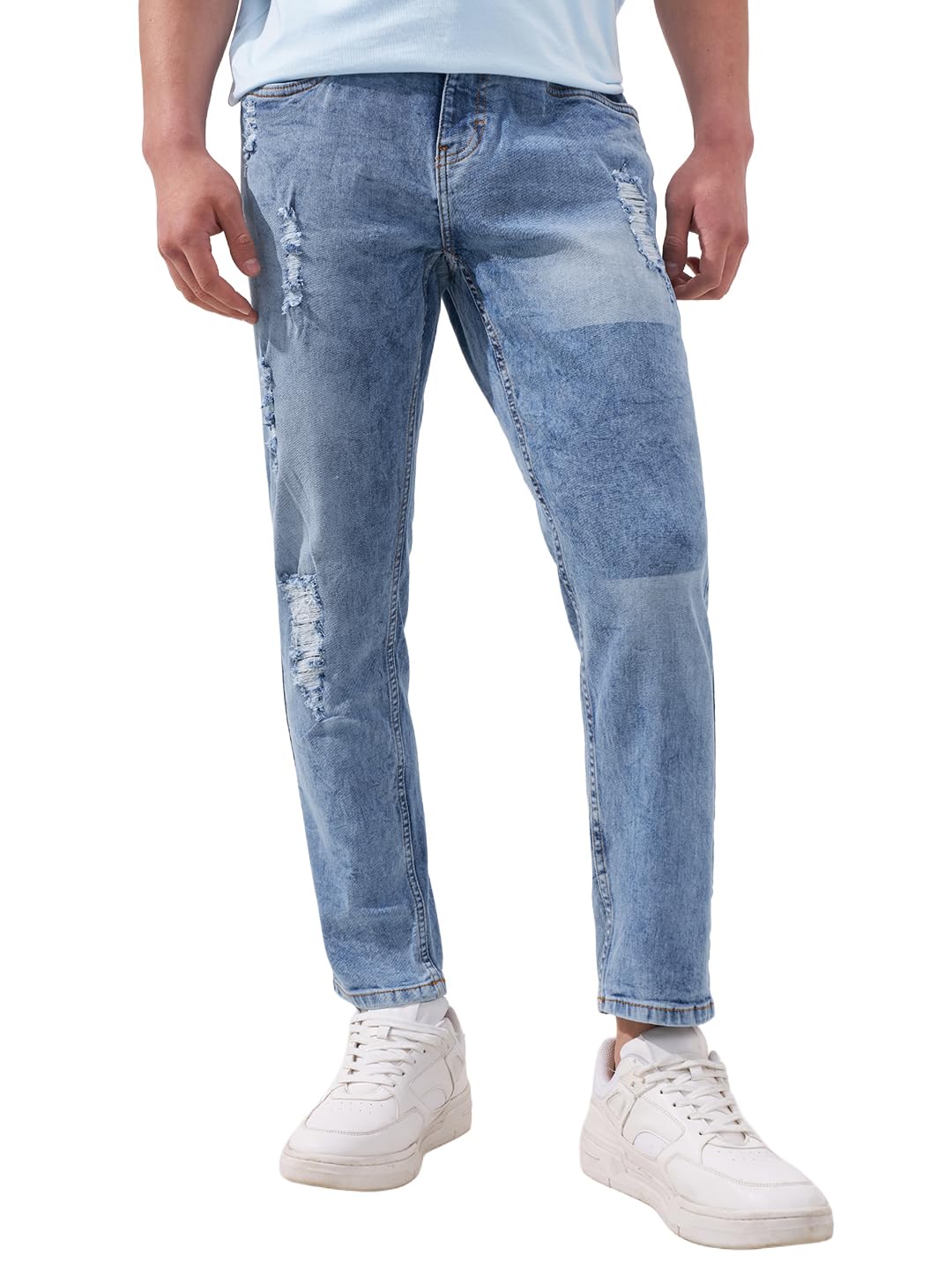 highlander Mens Tapered Fit Denim Jeans|Jeans for Man Regular Length|Distressed Jeans |Mid-Rise|Stylish Casual Wear with Stretchable Fabric for Everyday Comfort-picture-30