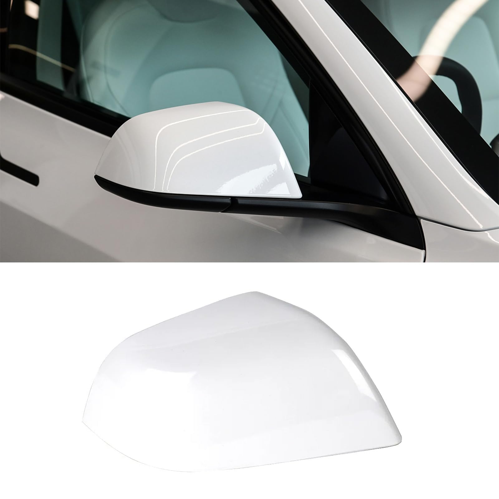 TTCR-II Retroviseur Couvercle Compatibles avec Tesla Model 3 2017-2023 | Coque de Rétroviseur Extérieur pour Model 3 2017 2018 2019 2020 2021 2022 2023 Boîtier Miroir Droite (Blanc Nacré)