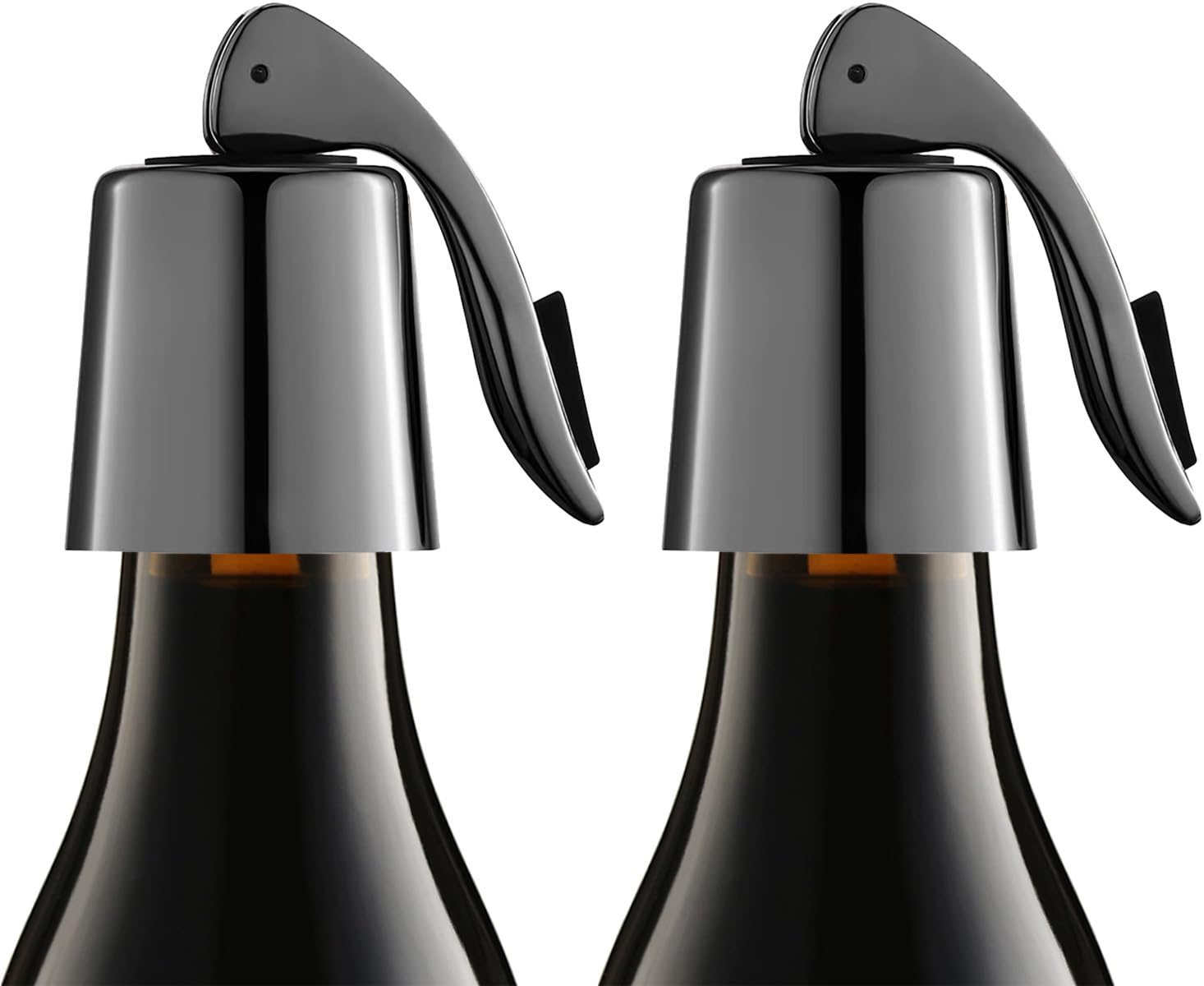 Pafusen Wine Stoppers Set of 2, Stainless Steel Wine Bottle Stopper with Silicone Seal, Reusable Wine Freshness Keep, Wine Saver Wine Bottle Sealer