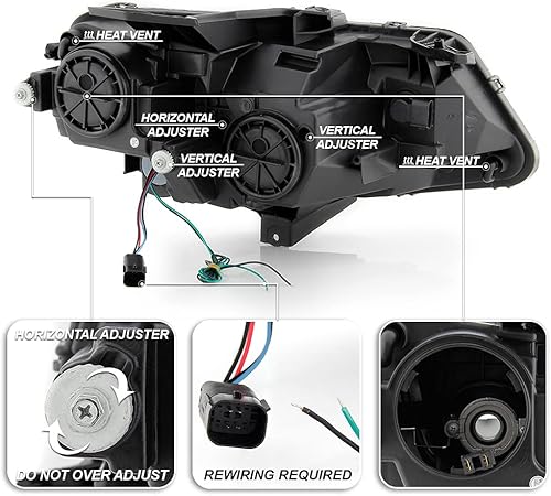 Miniatura 3 de ACANII - Para [modelo halógeno] 2016 2017 2018 Chevy Camaro LED tubo w/doble proyector faros faros conjunto par