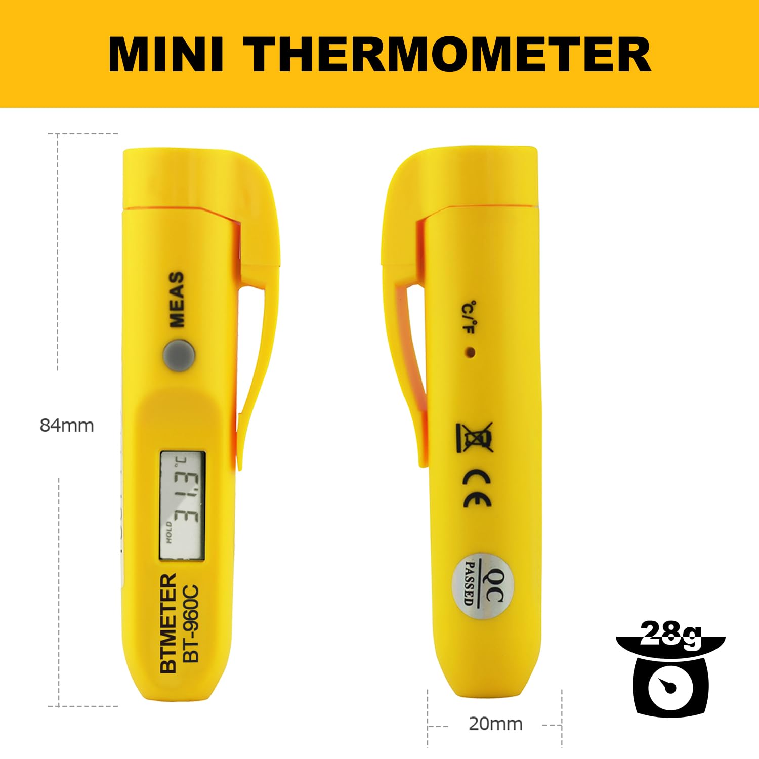 Thermomètre Infrarouge Sans Contact Mini, Kethvoz Stylo Thermometre Surface Portable avec Clip Poche, -30°C~275°C, pour Cuisine/Alimentaire/Patisserie/Chocolat/Viande/Barbec (2 lot de)