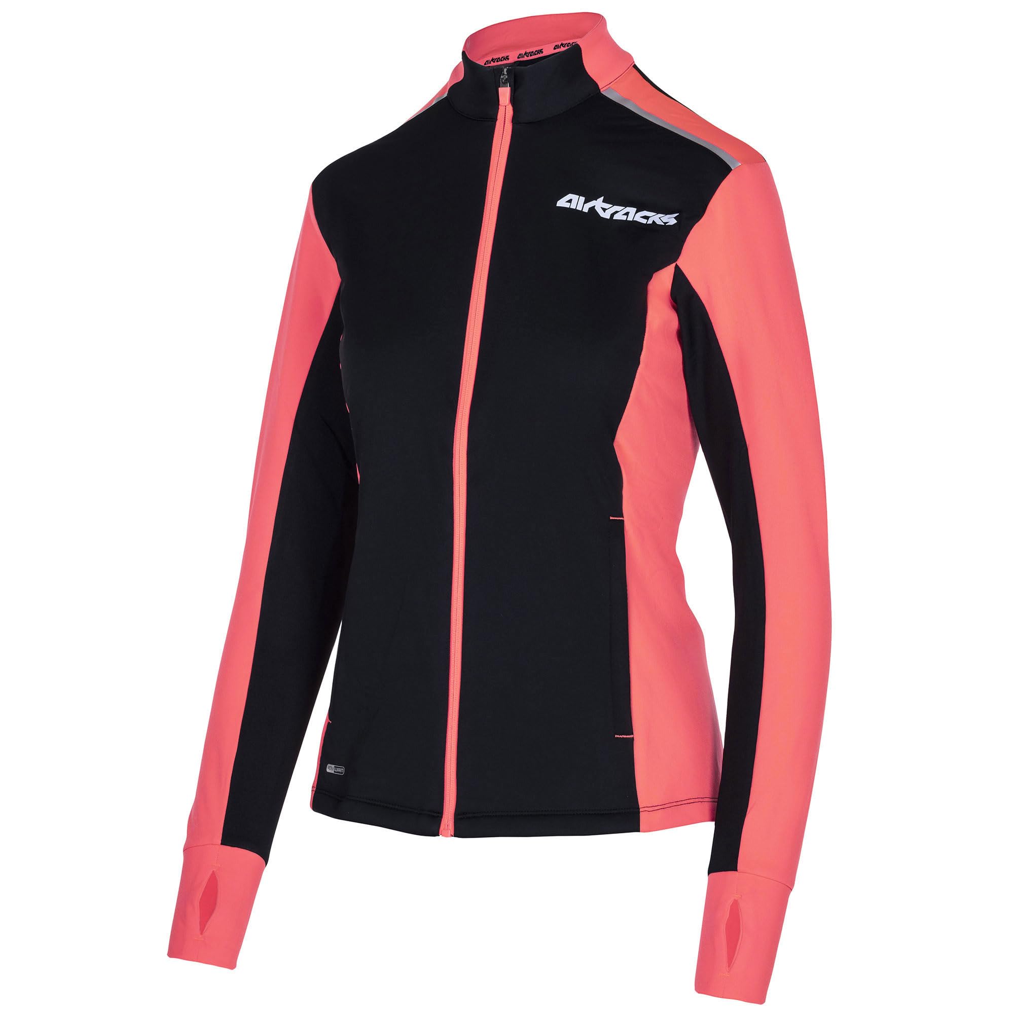 Airtracks Damen Winter Laufset Pro Line: Thermo Laufhose Lang + Thermo Laufshirt Langarm (Laufset, 2-TLG) - Wasserdicht - Winddicht - Atmungaktiv - Reflektoren