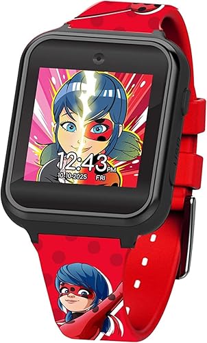 Miniatura 1 de Accutime Miraculous Ladybug Kids - Reloj inteligente educativo con pantalla táctil para niñas, niños y niños pequeños - Cámara para selfie, juegos