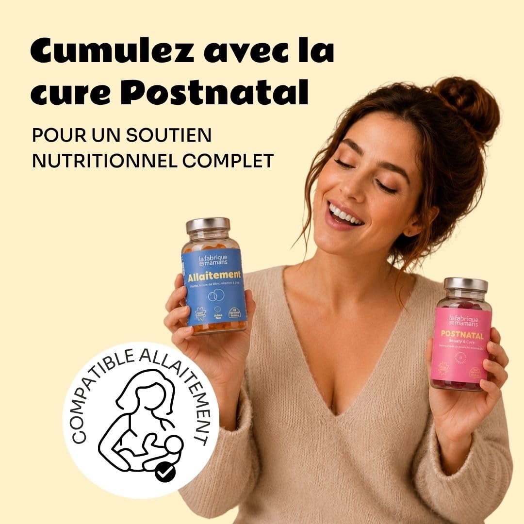 Gummies Allaitement - Soutien Lactation - Réduit la Fatigue - Origan, Moringa, Levure de Bière, Vitamines B & D - Fabriqué en France - 60 Gummies (30 jours) (Lot de 2)