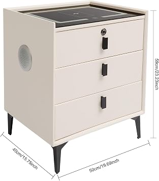 3 Drawer Bedside Table with Wireless,USB Charging,LED,Bluetooth Speaker