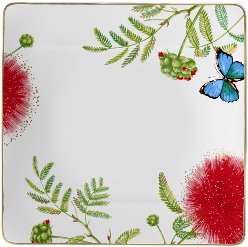 Villeroy & Boch Signature Collection Amazonia Square Dinner Plate, Premium Bone Porcelain, Made in Germany, 10.5 in