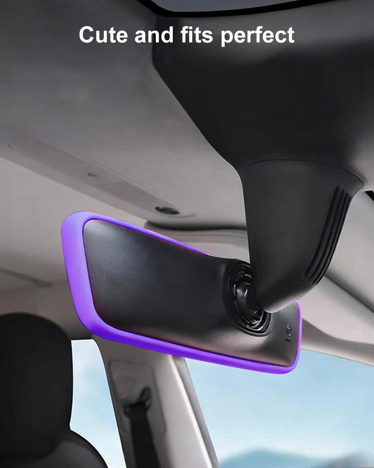 Rear View Mirror Cover Purple for Tesla Model 3 Y Accessories, Rearview Mirror Cover Purple Car Decor,Accessories for Rear View Protector Frame,Car Decorations Interior for Model 3 Y Juniper Highland image 5