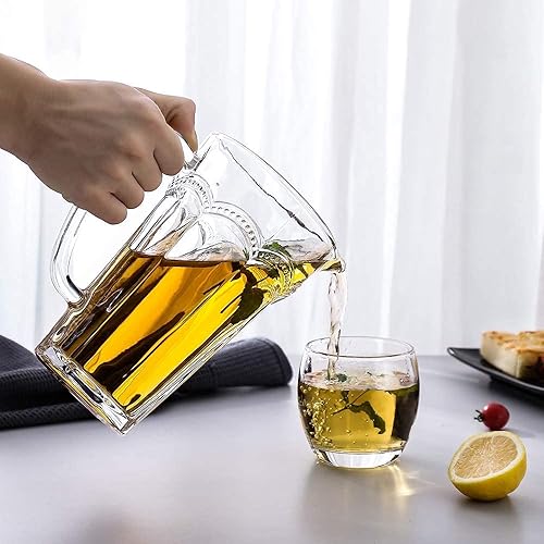 Miniatura 5 de G Pearl Ridge - Jarra de vidrio para bebidas de 35 onzas, vidrio transparente soplado a mano, vaso de té helado vintage premium para refrescos, jugo