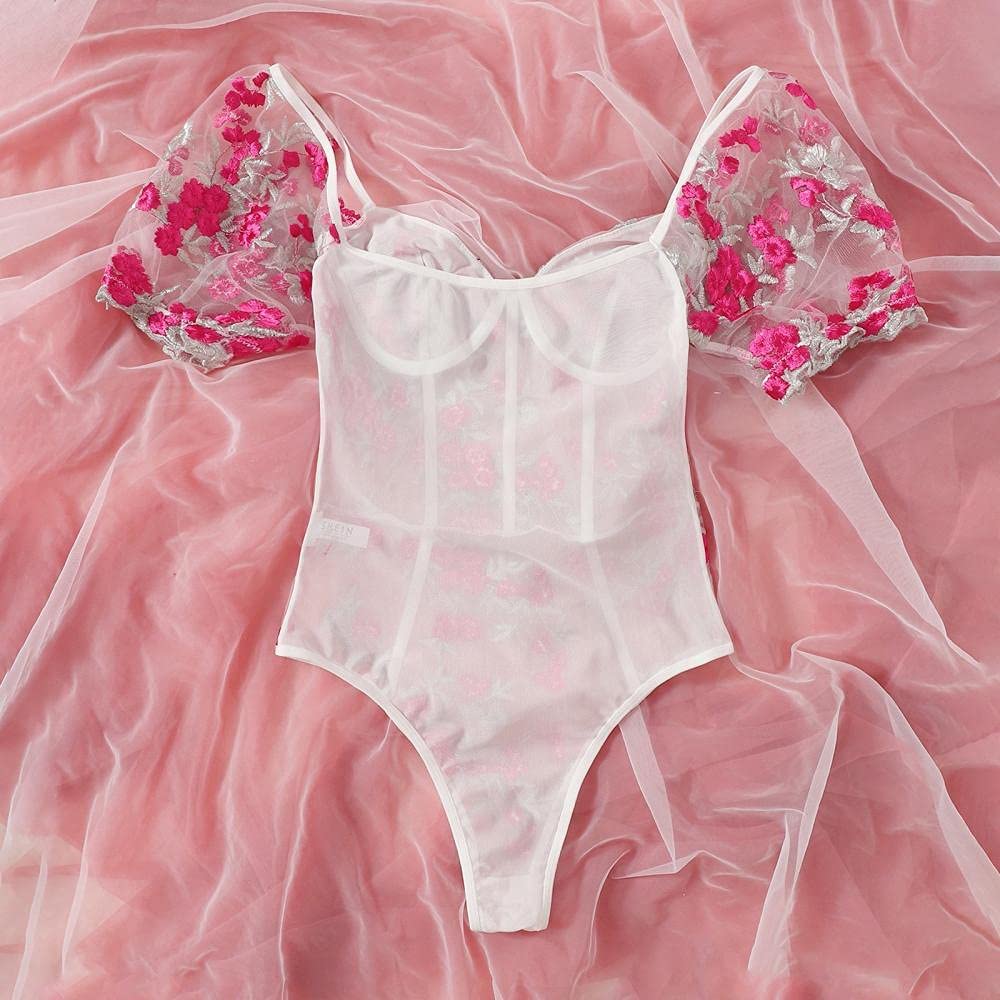 Set di Lingerie da Donna Set di Biancheria Intima Sexy Ricamata in Pizzo da Donna (Rosa M)
