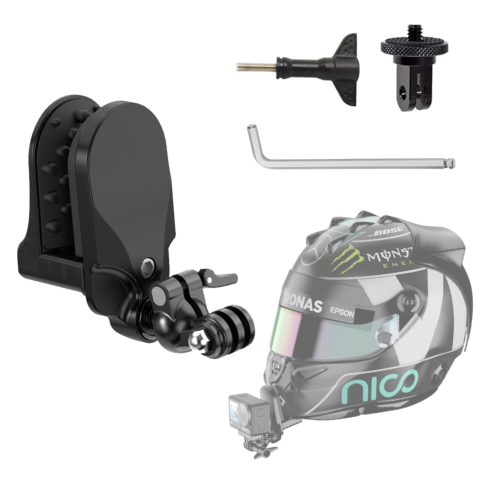 MAKINGTEC Motorcycle Helmet Chin Mount Kit Compatible with Go Pro Hero 12 11 10 9 8 7 6 5 Black, DJI Osmo Action, Insta360, AKASO, Campark, YI and More Action Camera