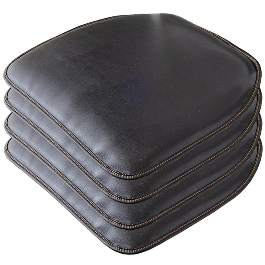 Cojin Silla Comedor - Cuscino antiscivolo a forma di U per sedie da cucina, in pelle, con supporto posteriore in gomma, set di 1/2/4 pezzi, elegante nero, perfetto per sala da pranzo
