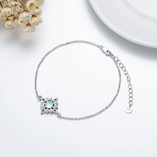 Miniatura 2 de LONAGO Tobillera de plata de ley 925 con nudo celta para mujer, con nudo de brujas, ajustable, para playa, tobillera, regalos de joyería para