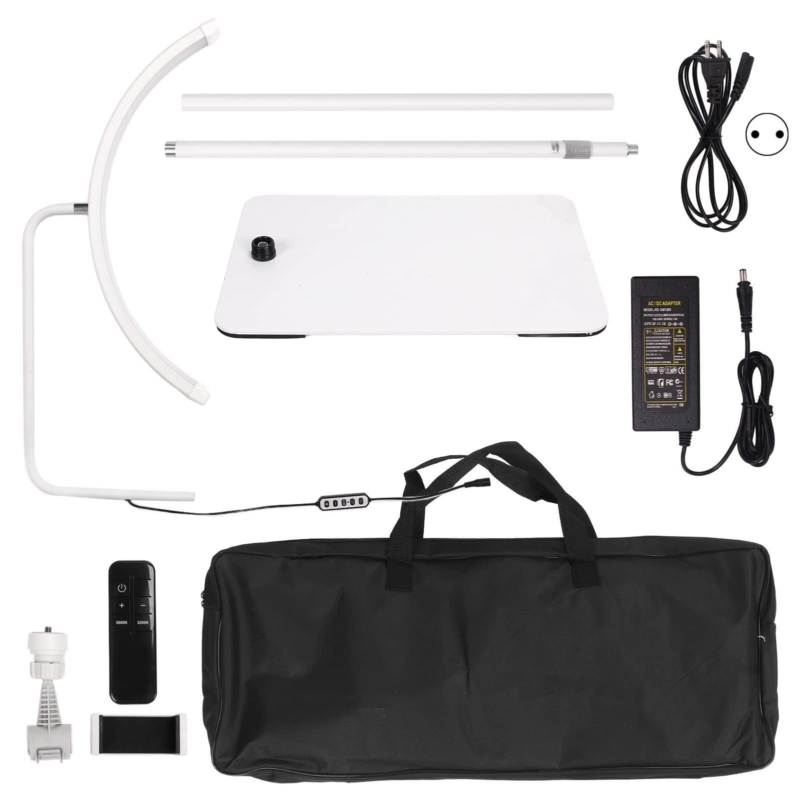 Lampada da Terra a LED per Extension Ciglia, lampada extension ciglia, lampada estetista, Luce per Tatuaggi Lampada Lampada per Trucco a Mezzaluna per Sopracciglia di Bellezza (A clip-bianco