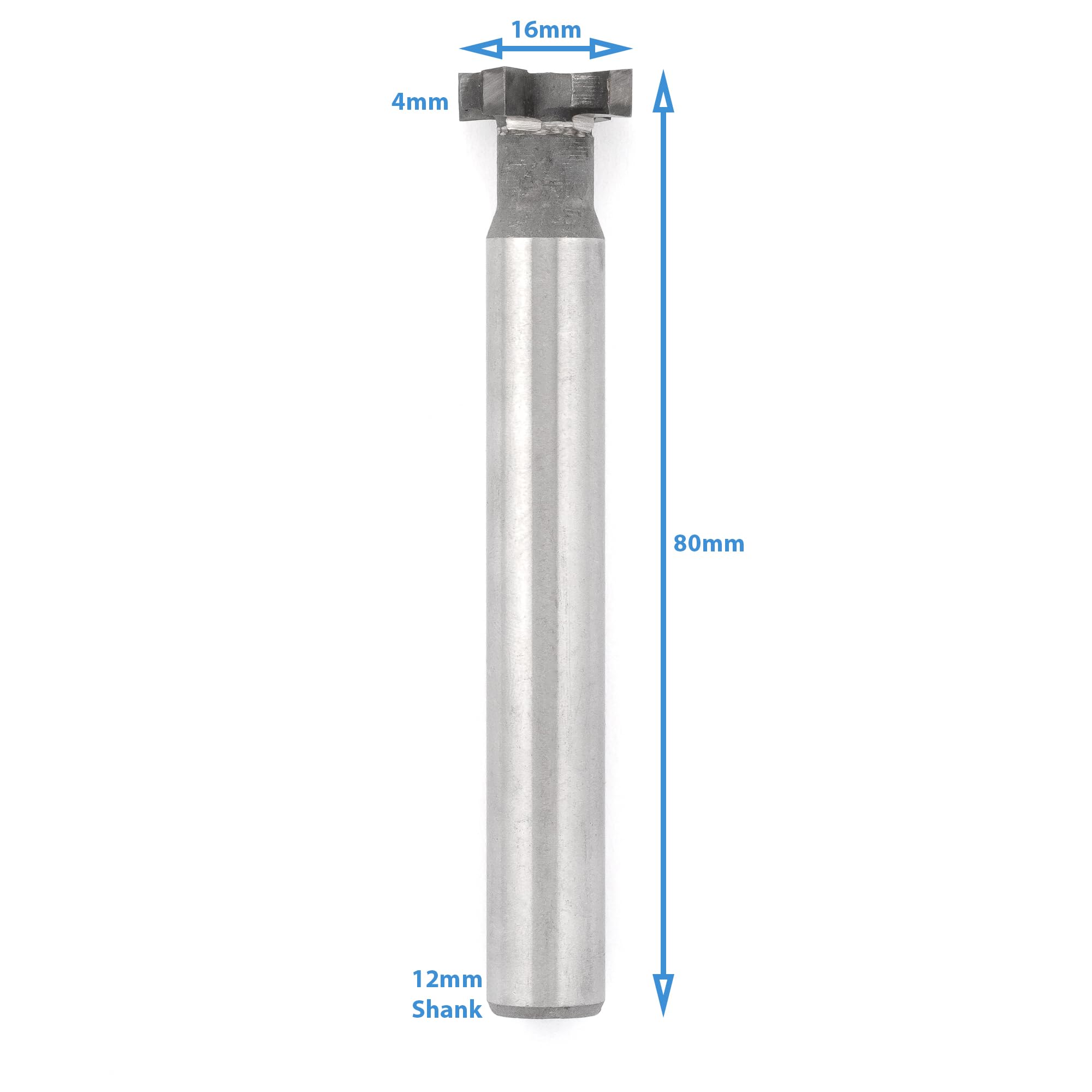 HALLMERS Brazed Carbide T Slot Milling Cutter 16mm Cutting Diameter 4mm Blade Height 4 Flute Tip Tipped Head 12mm Shank for Moulding Steel, Carbon, Iron, Alloy, Router Drill Bit Metalwork Tool