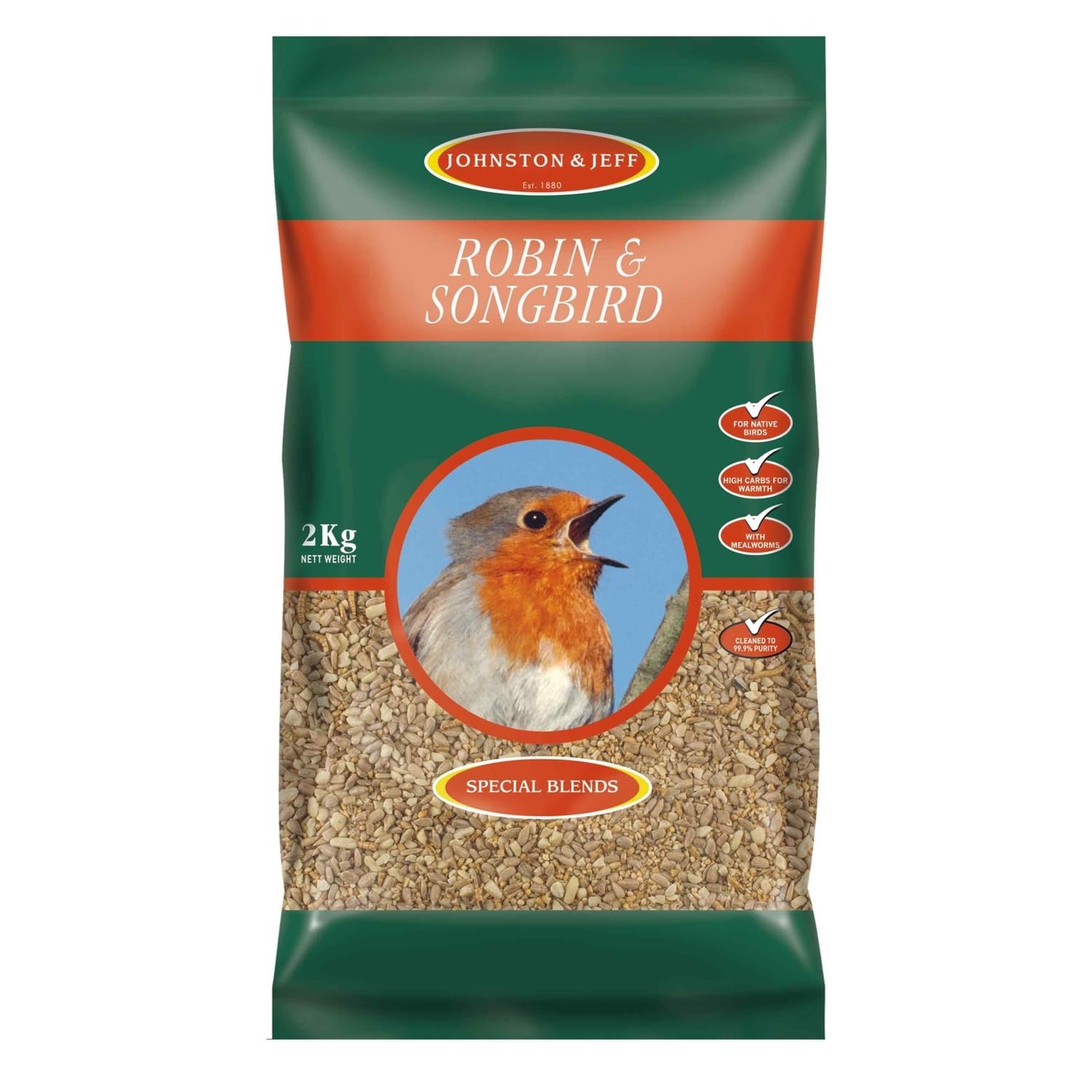 2kg Robin And Songbird Seed Mix With Insects - Protein-Rich Mealworms - Bird Food with Essential Oils – Ideal for Robins, Siskins, and Other Species
