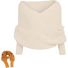New Knitted Shawl Wrap with Sleeves - Winter Warm Sweater Scarf