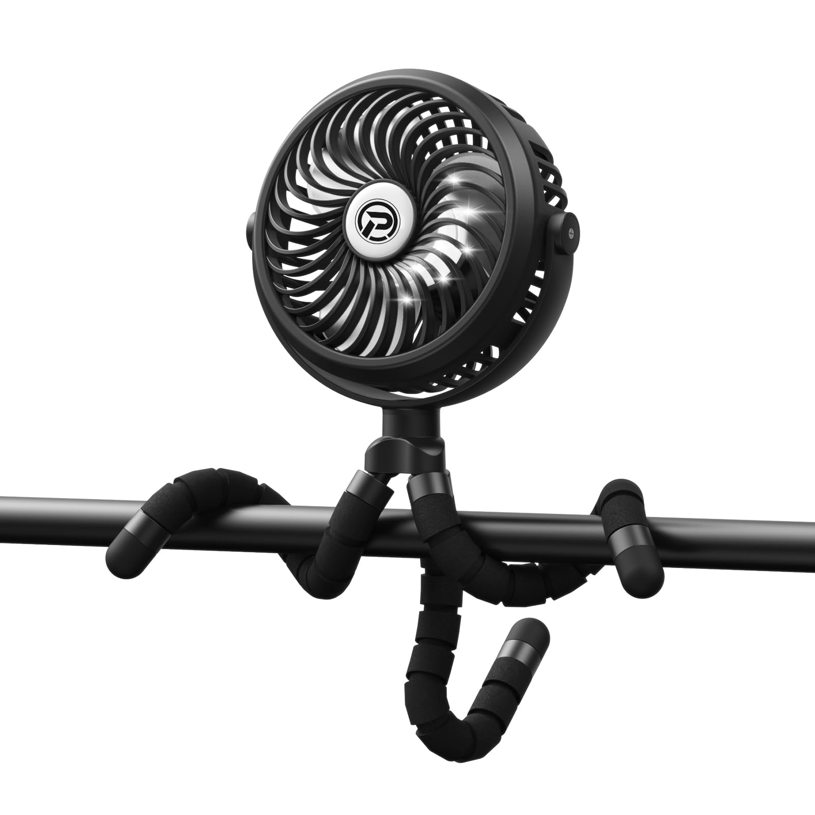 Winique Mini Ventilador USB,2600mAh alimentado por batería oscilante 360° Girar 3 Velocidades para coche/cochecito/caminadora/camping/barbacoa/gimnasio