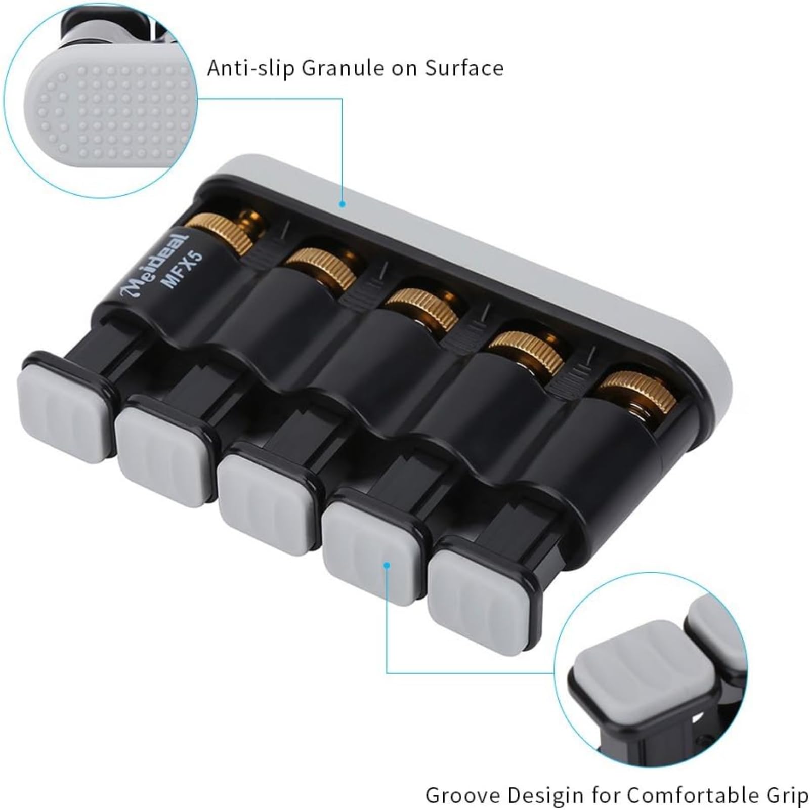Ejercitador de Fuerza para Dedos, Entrenador de Mano Ajustable 3-8.5LB, Material Duradero con Agarres Antideslizantes para Músicos, Fisicoculturismo y Oficina