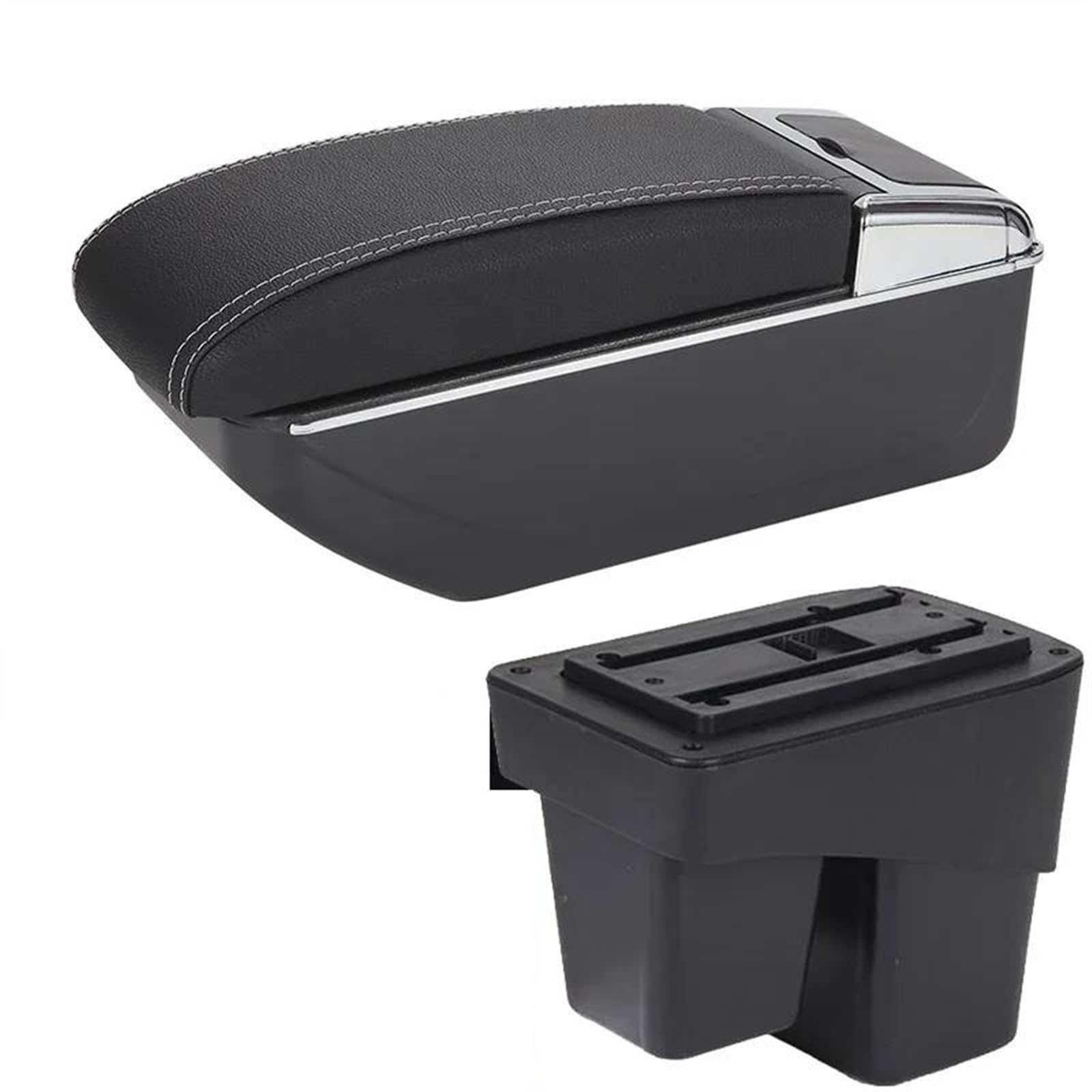 NOHEEU Car Armrest Box 2014-2020 Storage Accessories Retrofit Parts Interior For WR-V For Fit For Jazz 3(D3 Black white NoUSB)