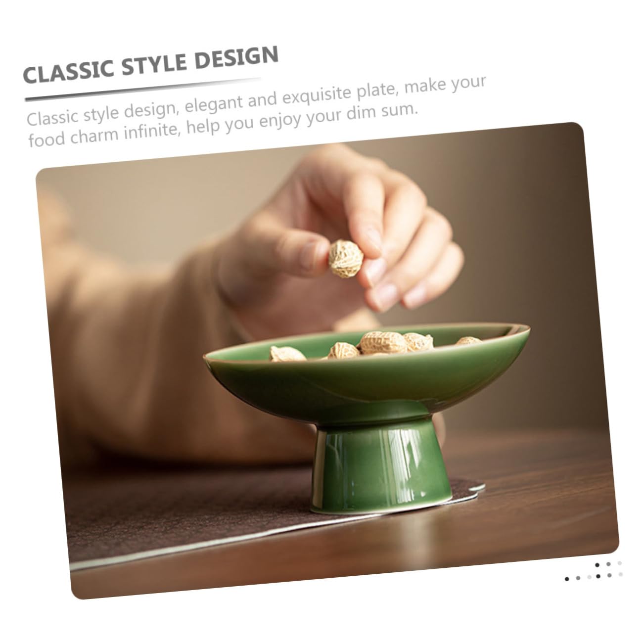 FUNOMOCYA Ceramic Footed Dessert Plate for Dried Fruits Elegant Snack Tray for Home Decor Lightweight Pottery Dish for Pastries and Treats Stylish Serving Plate for Special Occasions