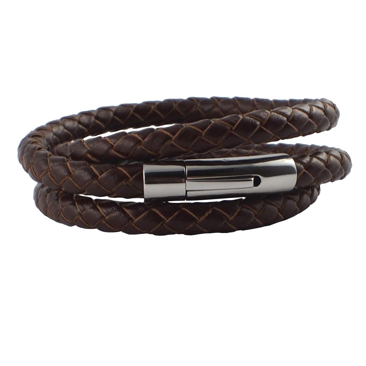 König Design Cadena de piel – collares – Piel auténtica – Trenzado – Negro y Marrón – 3-8 mm – 17 – 100 cm – para mujeres y hombres