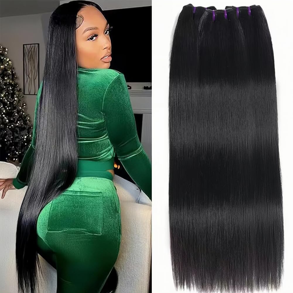 Luduna 16A Straight Bundles Human Hair 100% Unprocessed Brazilian Virgin Hair Straight 3 Bundles Human Hair Extensions Double Weft