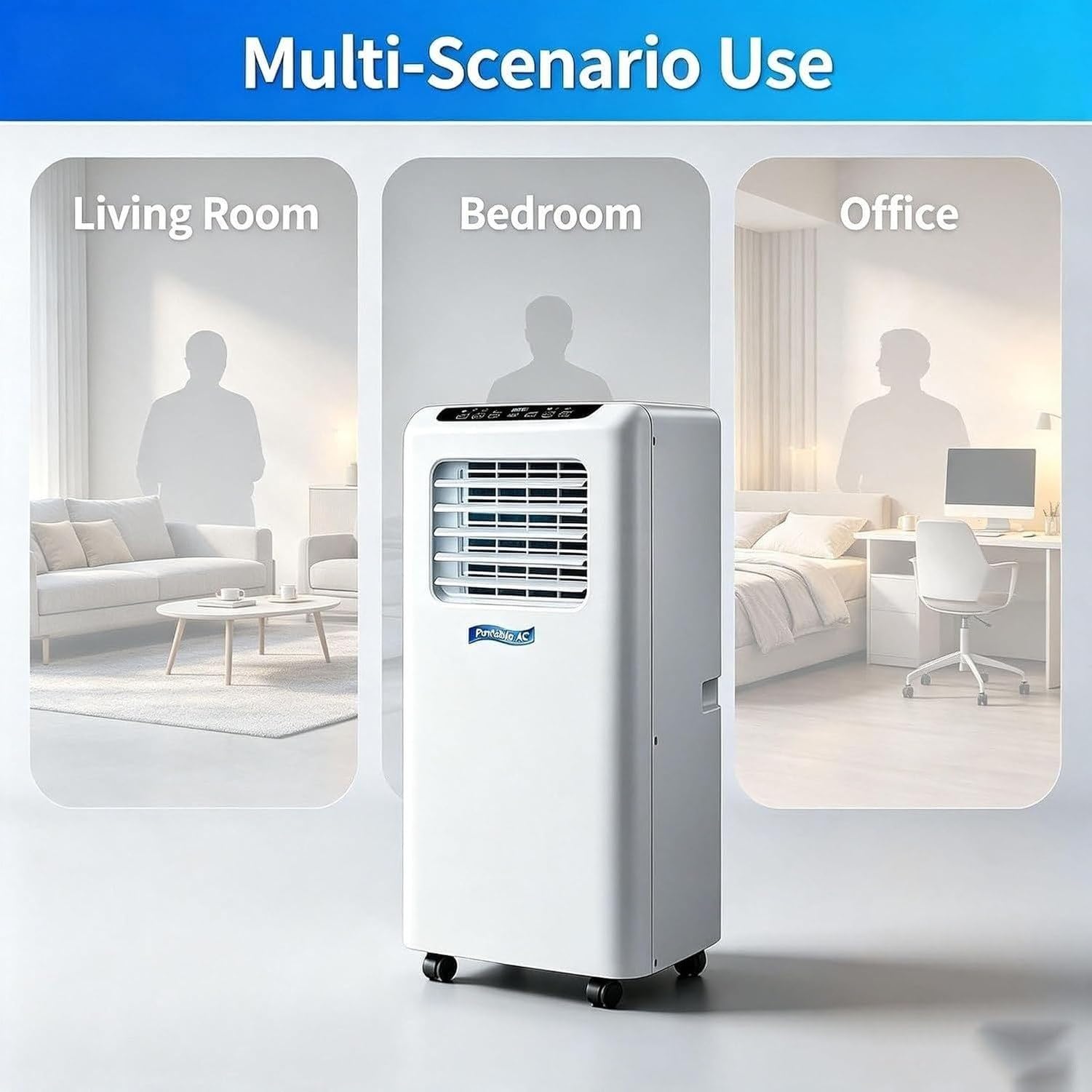 Aire Acondicionado Portátil 14000 BTU, 2 en 1 Frío y Calor para Todo el Año, Unidad Móvil con Ruedas, Mando a Distancia, Enchufe Ranurado, Acabado Blanco, 5000 Btu, 5000 BTU