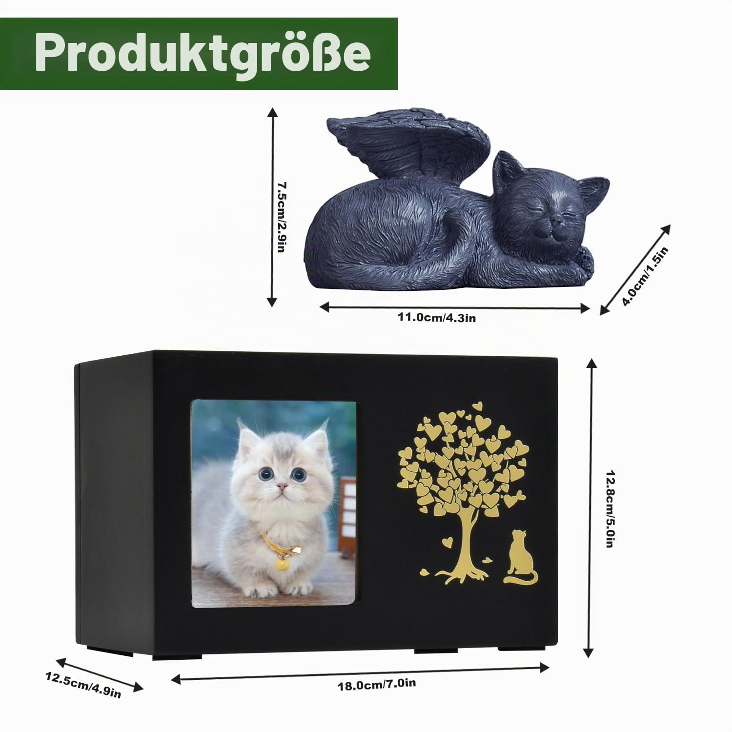 Benutzerdefinierte Haustier-Andenken-Urnen für Katzen, Holzkiste mit Foto für Ihre geliebten Haustiere, Einäscherungsurnen als Beileidsgeschenke