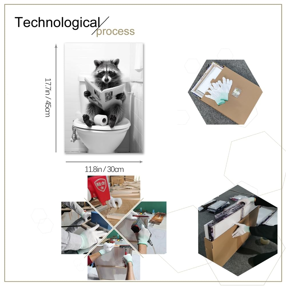 Bath Tub Paint Raccoon Canvas Wall Art For Bathroom Raccoon Sitting On ...