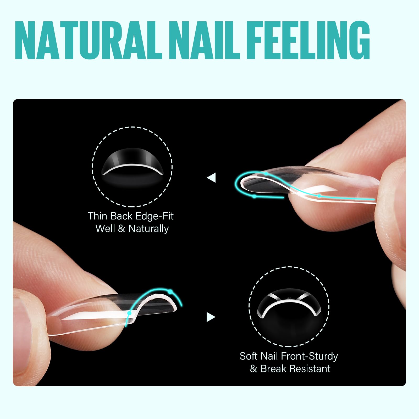 TOMICCA Easy Apply Short Square Nail Tips, 504pcs Pre-Sized False Nails with Box - Image 3