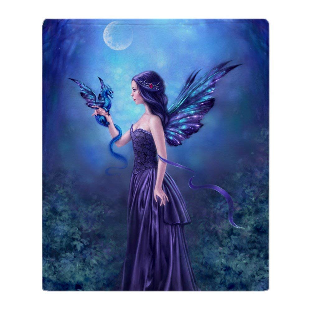 YISUMEISoft Fleece Blanket - Iridescent Fairy Dragon Art, 150 x 200 cm Throw Suitable for Sofa or Bed