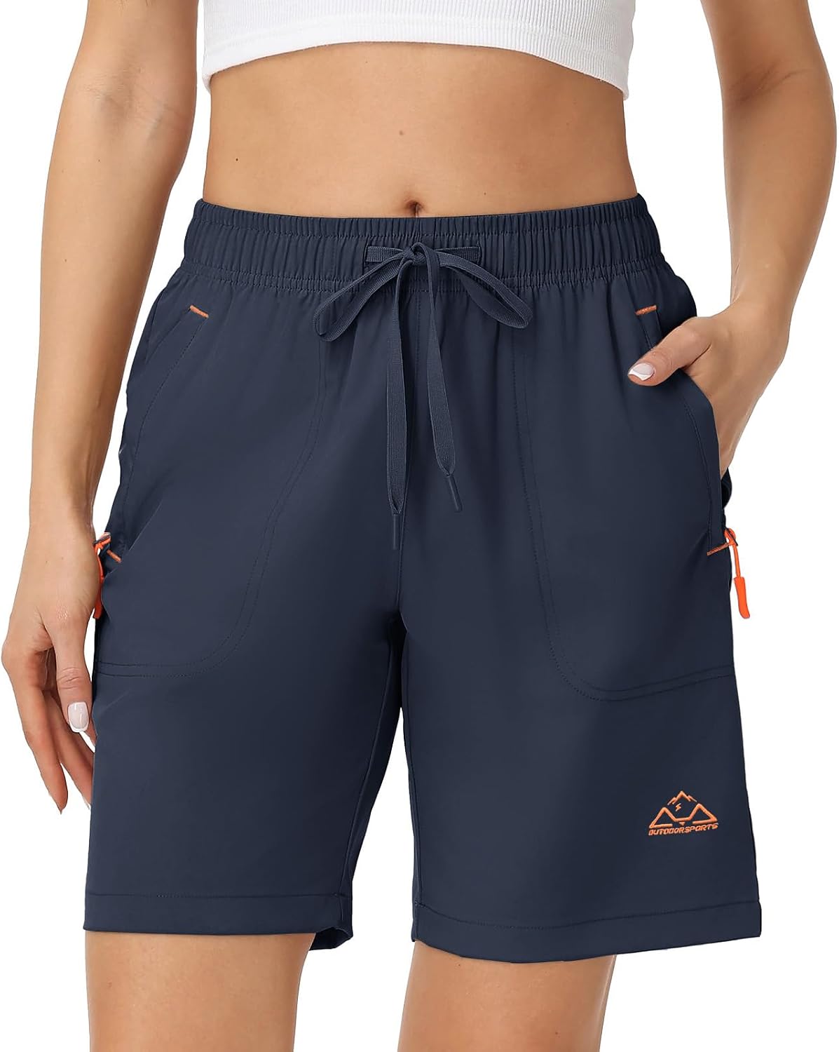 Gopune Women's 8" Hiking Shorts Lightweight Quick Dry Athletic Running Summer Shorts Water Resistant Zipper Pockets